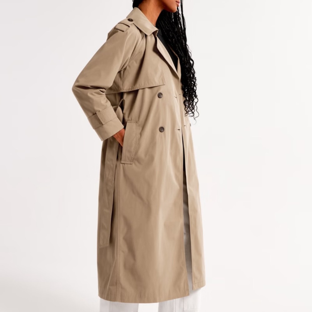 NWT Abercrombie & Fitch Classic Trench Coat in Tan - Picture 2 of 12